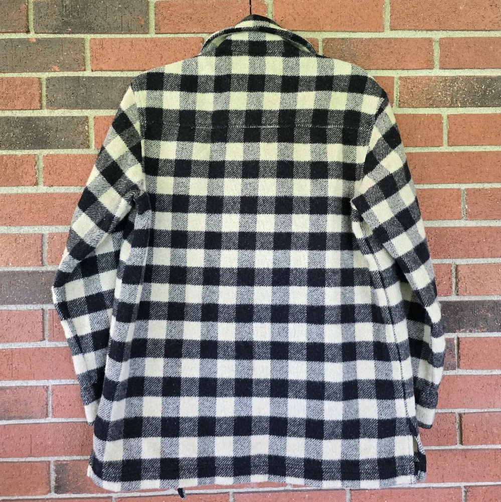Vintage Limited America Buffalo Check  Wool Blend Shacket Black & White XS 90s